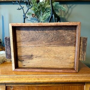 Magnolia Wooden Serving Tray - Rustic Brown Home Bath Accent